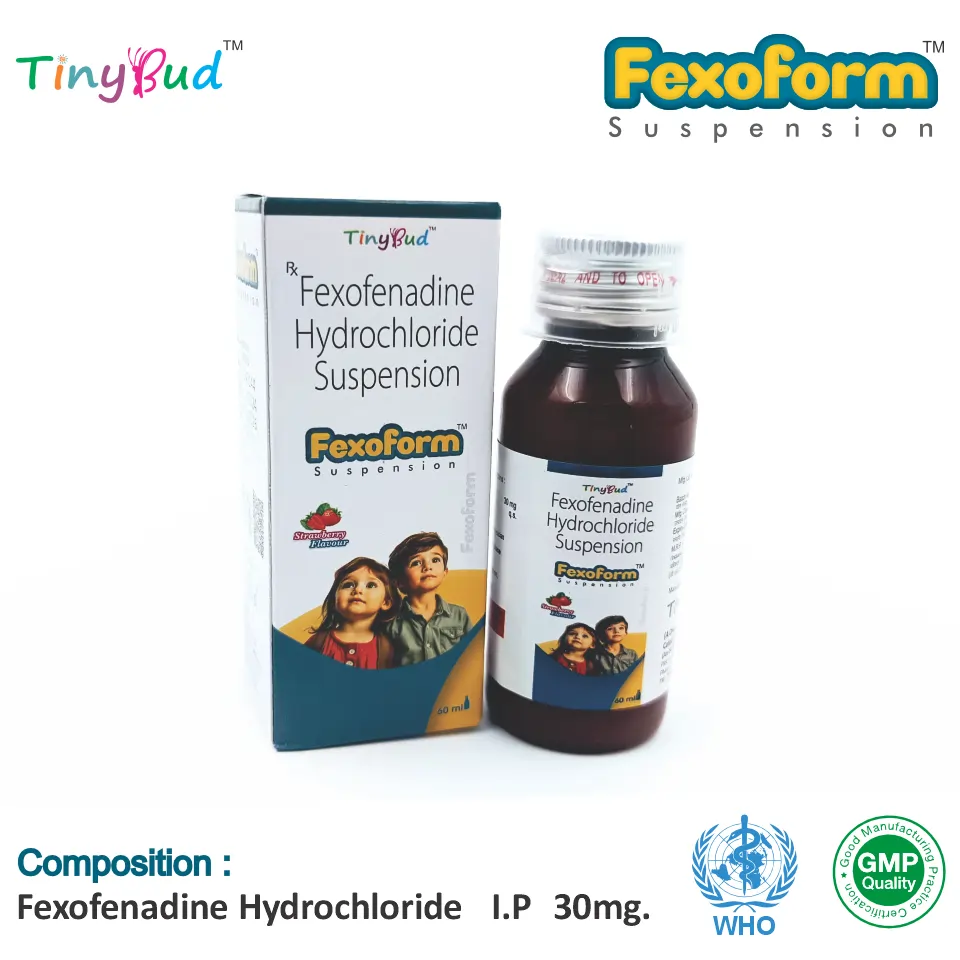 Fexofenadine (30mg/5ml) Suspension at the best price in PCD Pharma Franchise for Antihistamine, Allergy Relief.